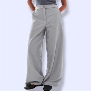 ASOS DESIGN Petite tailored relaxed straight leg pants in grey SIZE 8 Tall